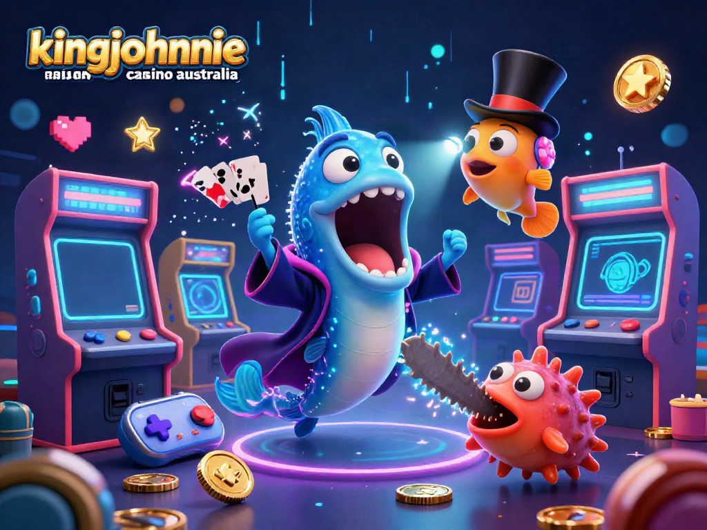 Visualize the excitement at kingjohnnie real money casino australia with a vibrant 3D illustration of underwater casino elements.