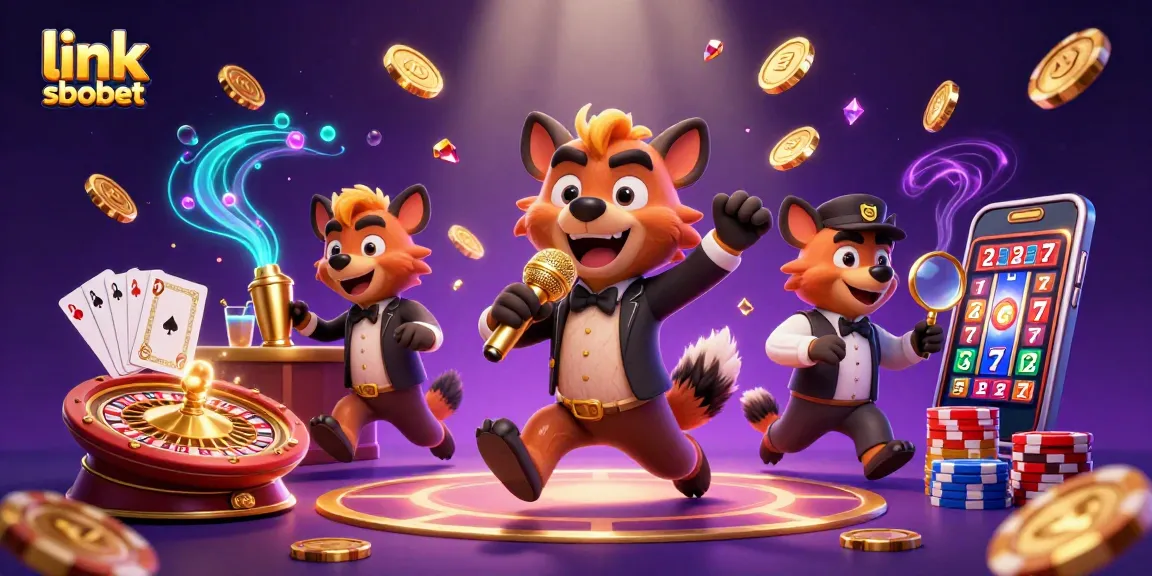 Join the fun with link sbobet at this vibrant 3D casino scene featuring hyenas in a comedy club.