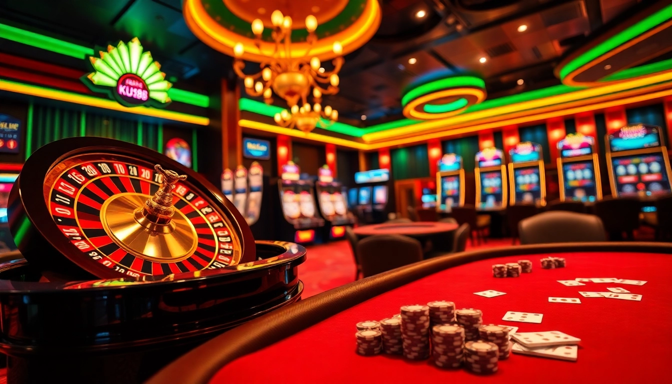 Players enjoying games at the KU88 casino, highlighting excitement and luxury.