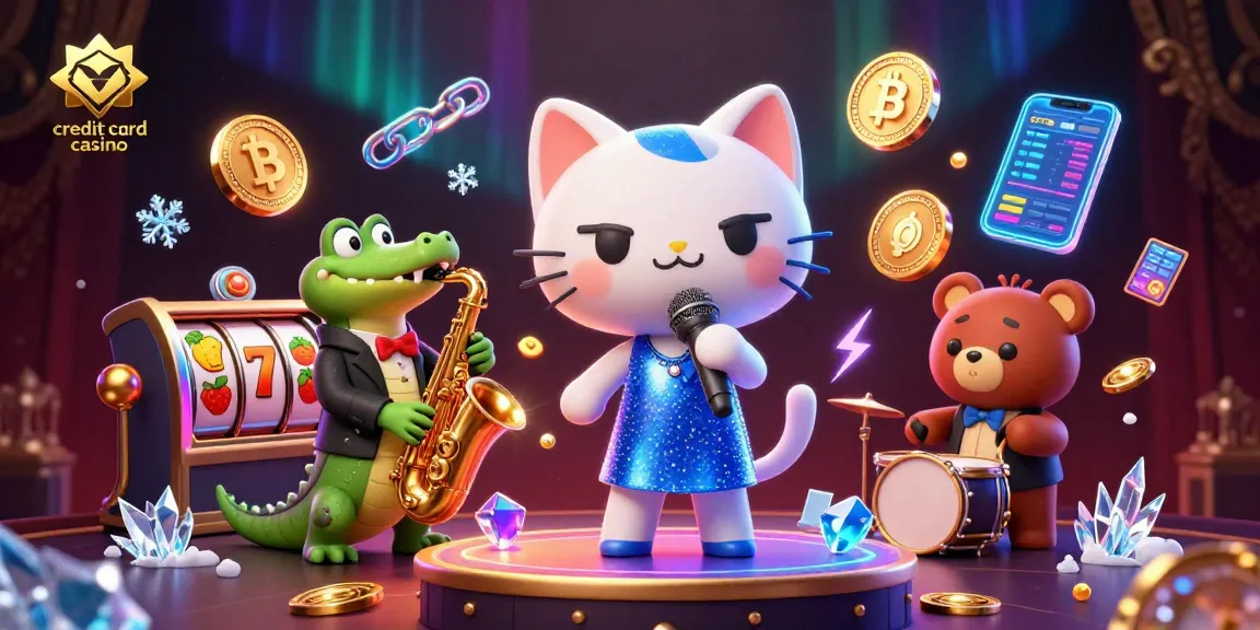 Experience the thrill at a credit card casino with animated characters and vibrant gaming elements.