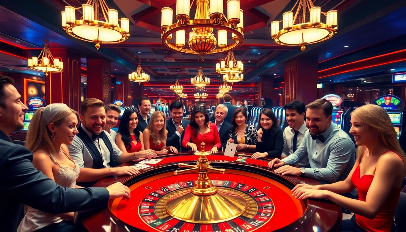 A thrilling casino scene at https://xx88.host with players at a roulette table and vibrant gaming elements.