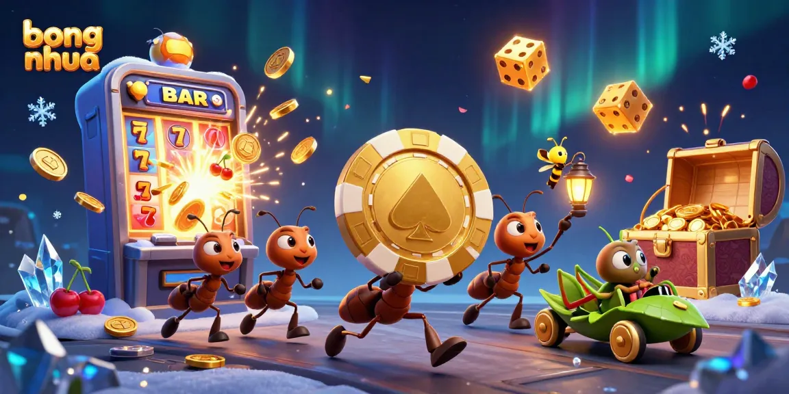 Experience the excitement of bong nhua in this thrilling 3D heist scene with vibrant casino elements.