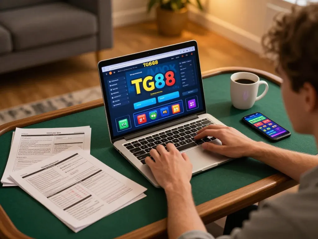 Experience online gaming excitement with TG88 in a cozy home setup