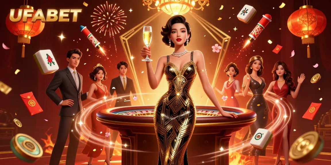 UFABET spins mesmerizing slots in a glamorous casino setting with stunning visuals and rich thematic elements.