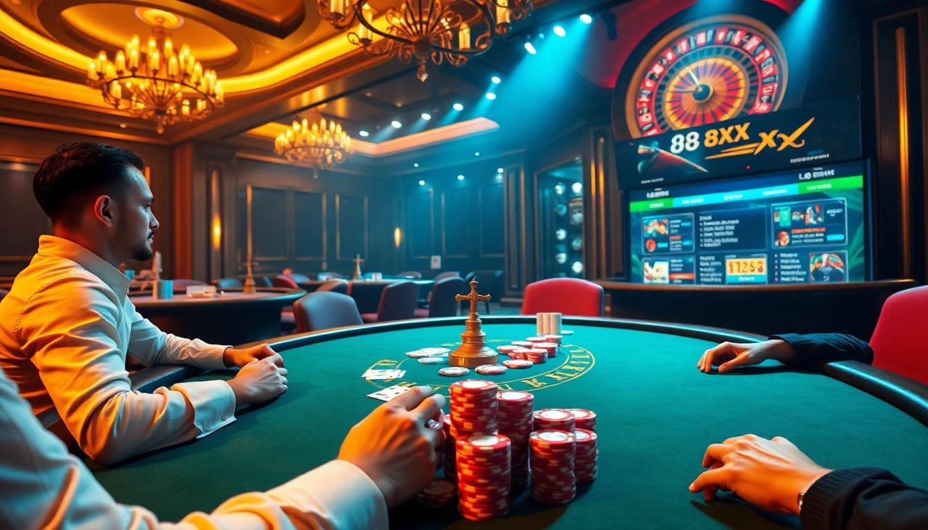 Players enjoying a thrilling poker game at the 88XX online casino platform.