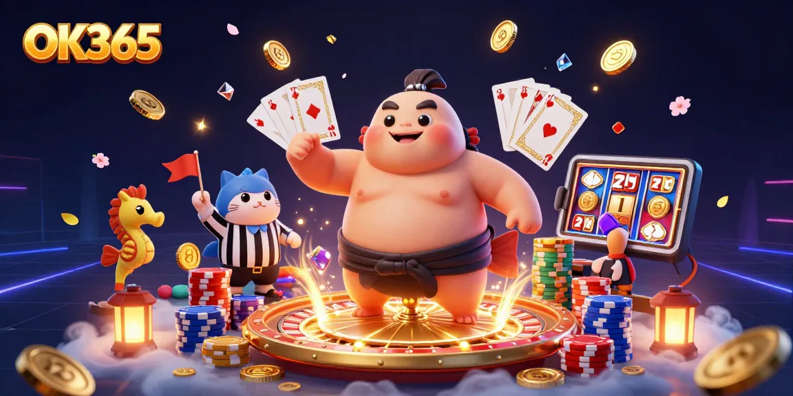 Experience exciting gameplay at OK365 with our vibrant 3D casino illustration showcasing thrilling elements.