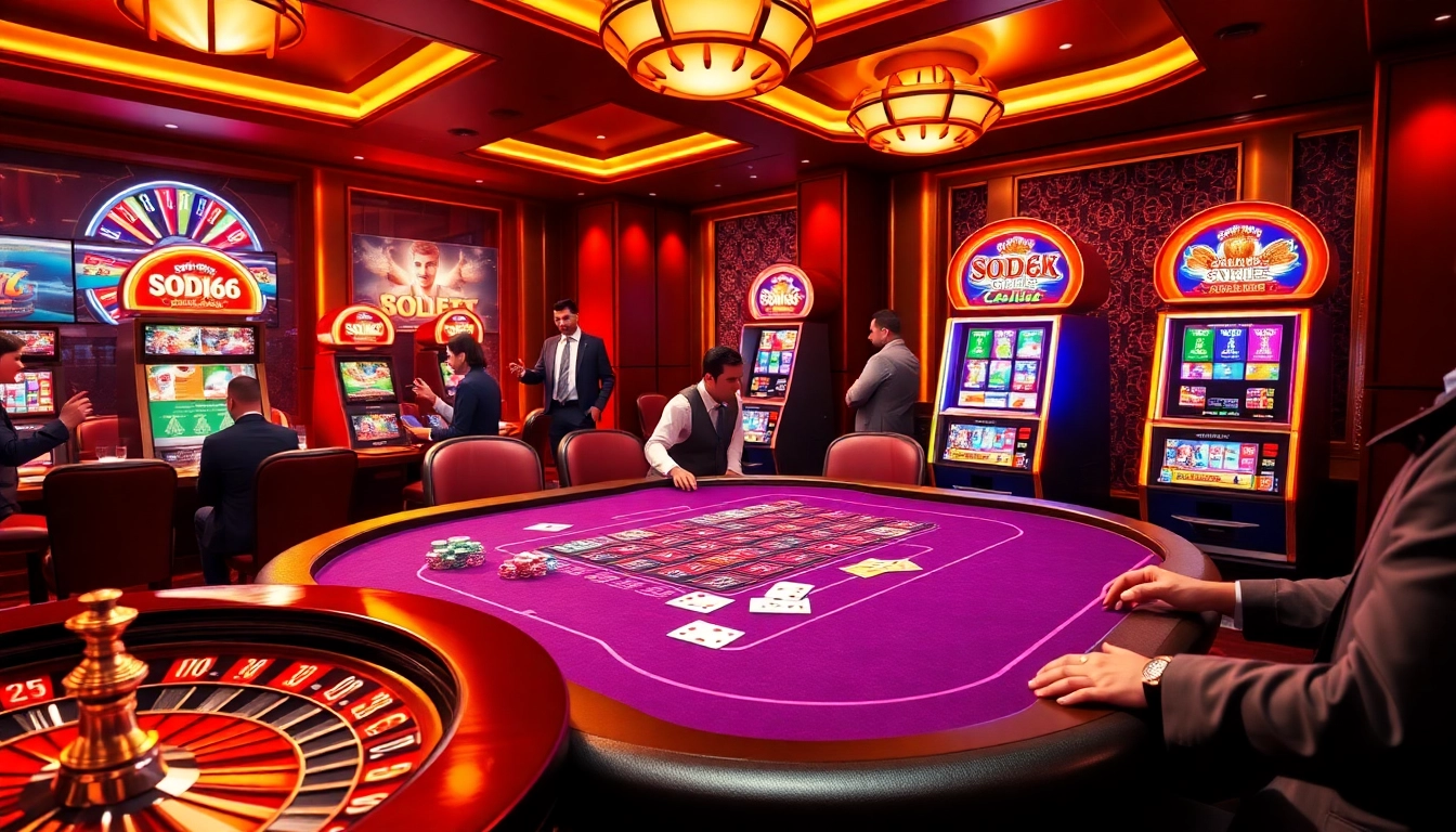 SODO66 online gambling interface shown with poker chips and a vibrant casino atmosphere.
