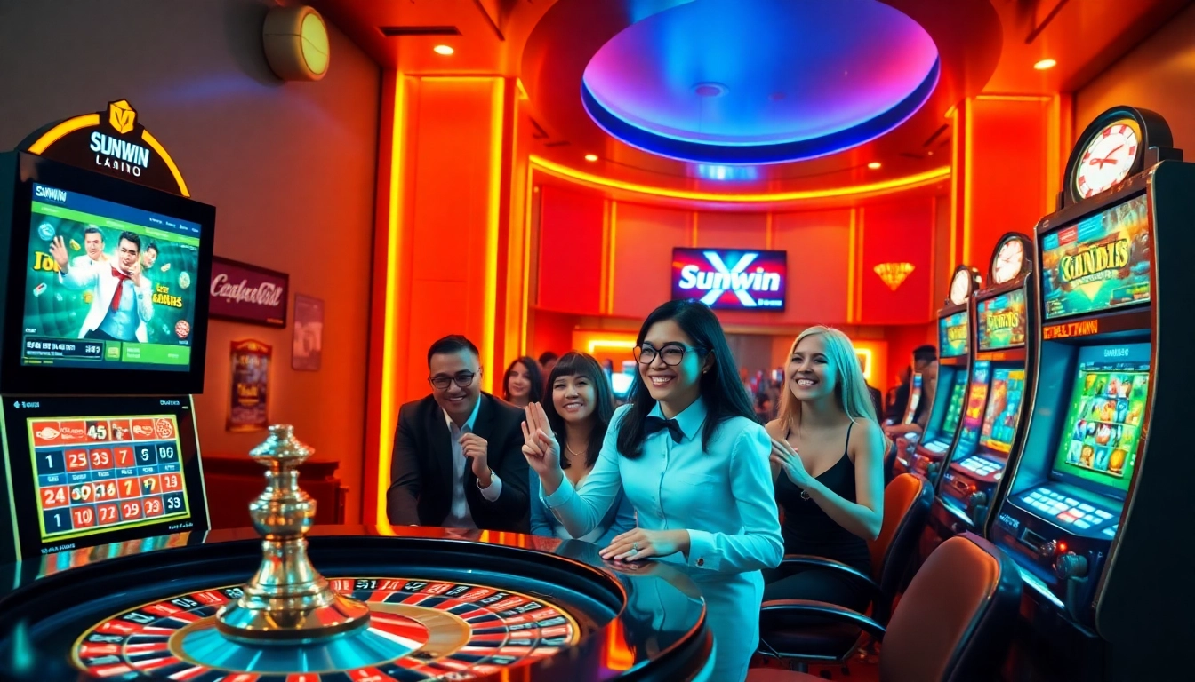 Experience the luxury of Sunwin while spinning a roulette wheel and betting with poker chips.