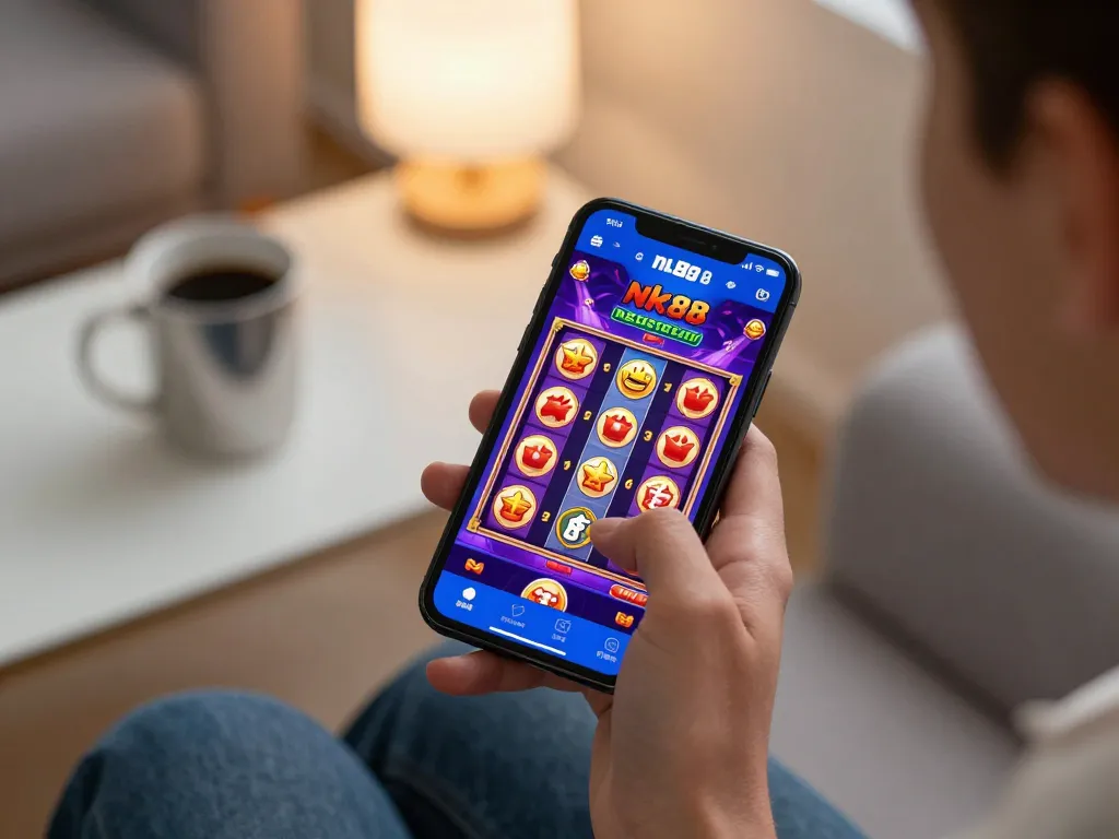 Players enjoy nk88 mobile gaming app with colorful jackpot reels, highlighting exciting online casino actions