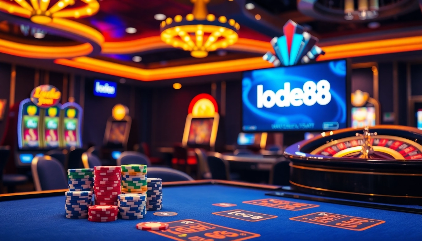 Experience the thrill of lode88 with vibrant casino gaming visuals and exciting gambling scenes.