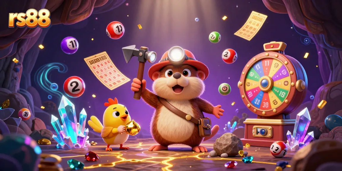 Engage with rs88 through thrilling lottery and gaming elements in an immersive 3D illustration.