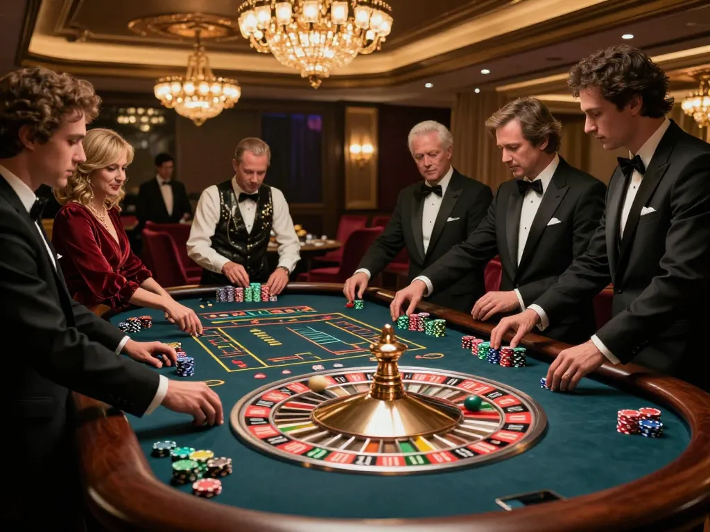 SboBet players placing bets at a vibrant roulette table, capturing the excitement of casino gaming.