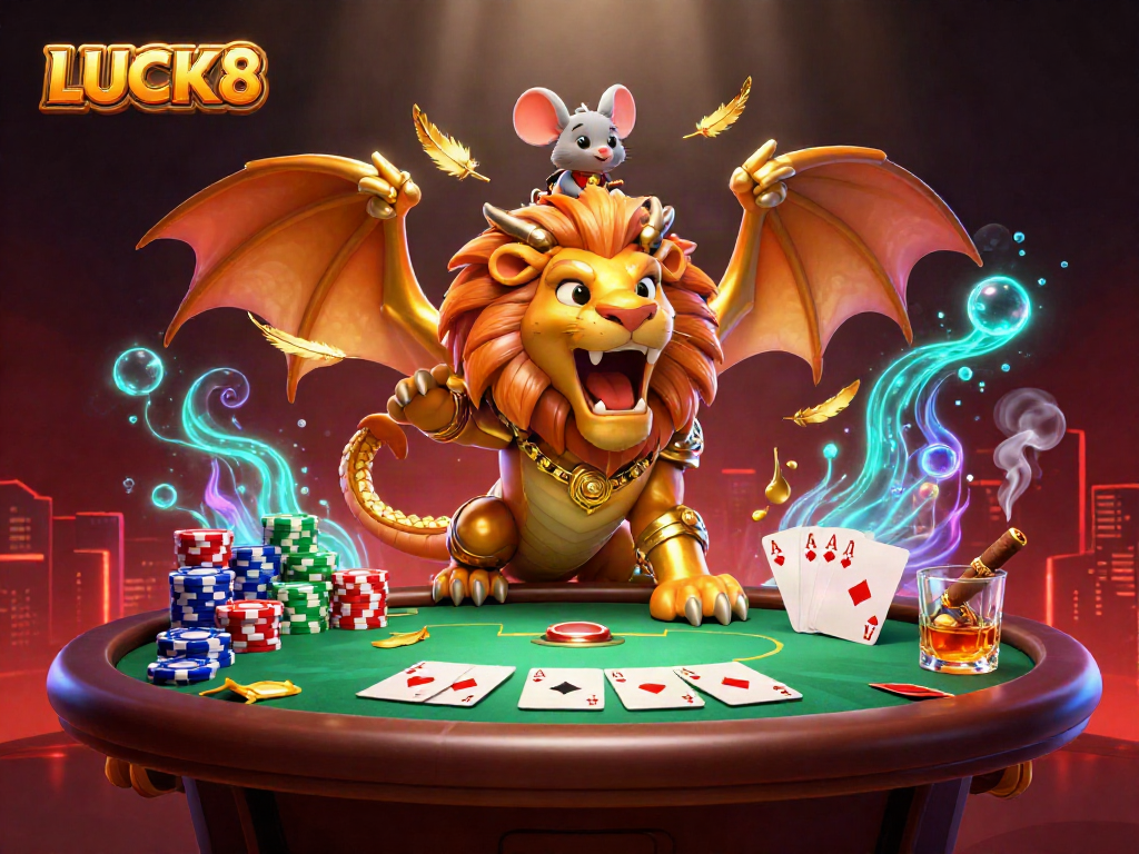 LUCK8 tạo nên khung cảnh sôi động với chimera và những yếu tố đánh bài hấp dẫn.
