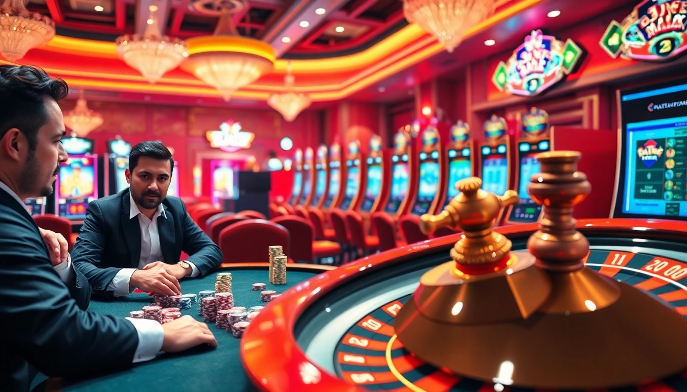 Experience the excitement of gambling at TK88 with a vibrant poker table scene.