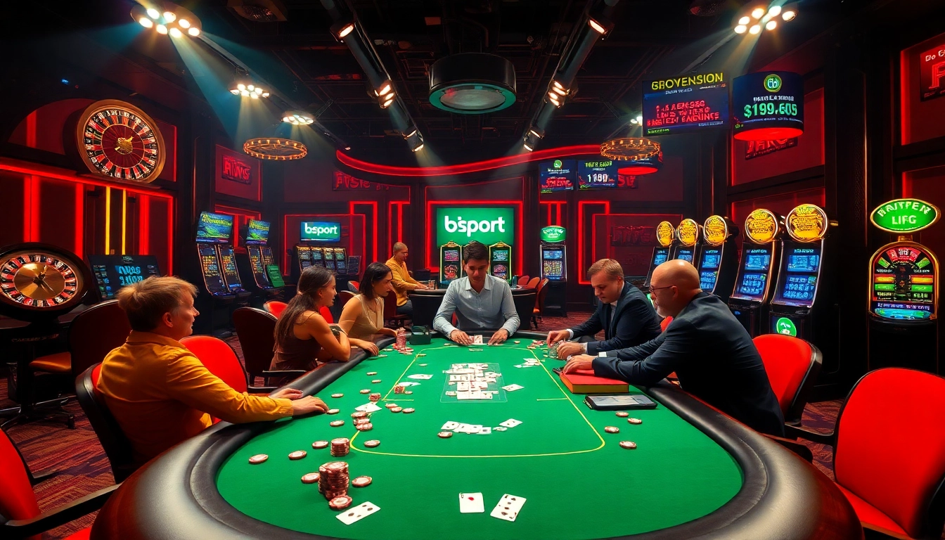 Engaging poker scene at a luxury casino, showcasing bsport elements and thrilling gameplay.