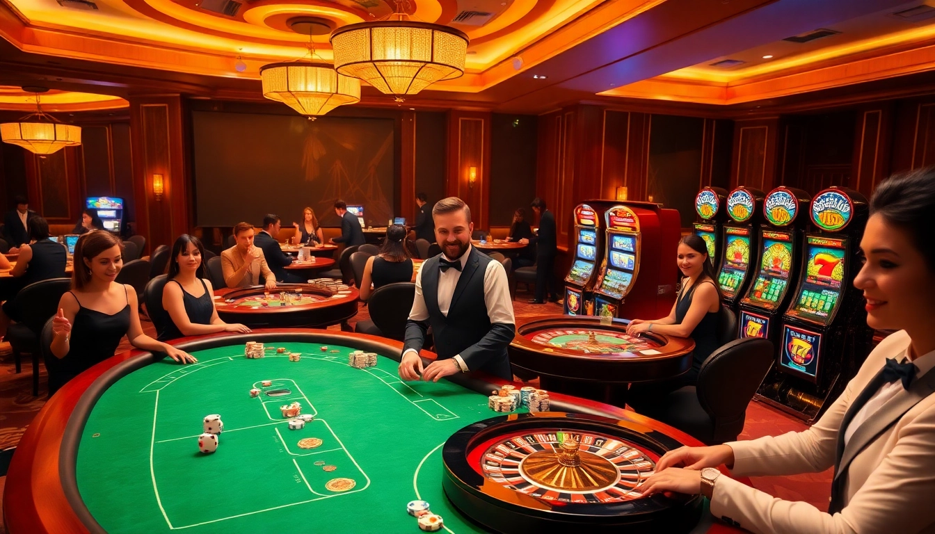 Gamblers placing bets at 888VI casino tables amid vibrant action and excitement.