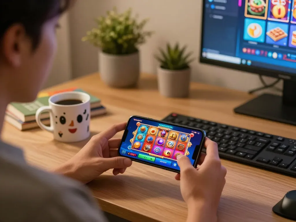 Engaging with the Fun88 mobile app for an immersive online casino experience in a cozy home setting