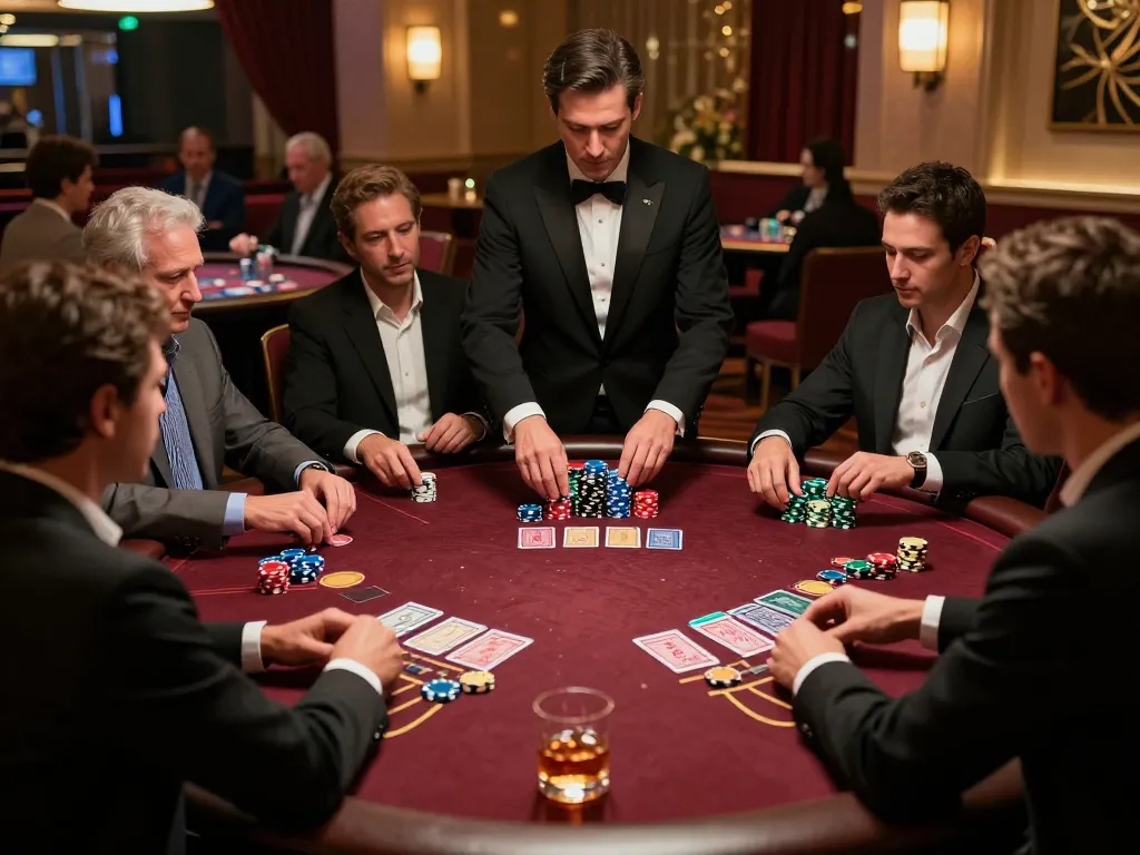 Active blackjack game at tt88.com featuring focused players and a professional dealer in a luxurious casino.