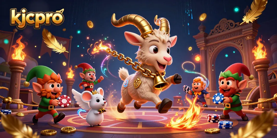Experience the thrill of kjcpro with a festive casino scene featuring Krampus and playful characters amidst golden casino elements.