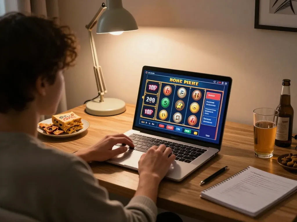 Engaging moment of a player using 78wingo for online casino gaming at home, highlighting personalized setup.