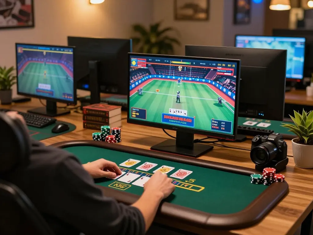 Engaging in online live dealer blackjack at https://www.mnm88.com/ with warm lighting, vibrant gameplay, and a stylish setup.