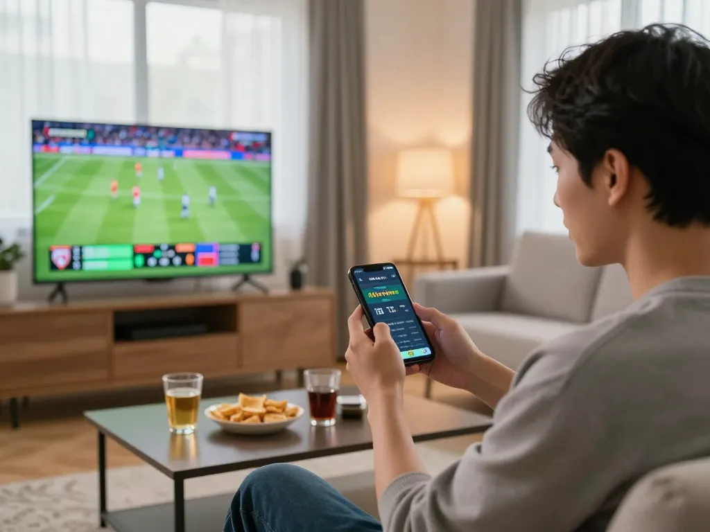 Taking action on tỷ lệ bóng đá odds during an exciting soccer game using a smartphone.