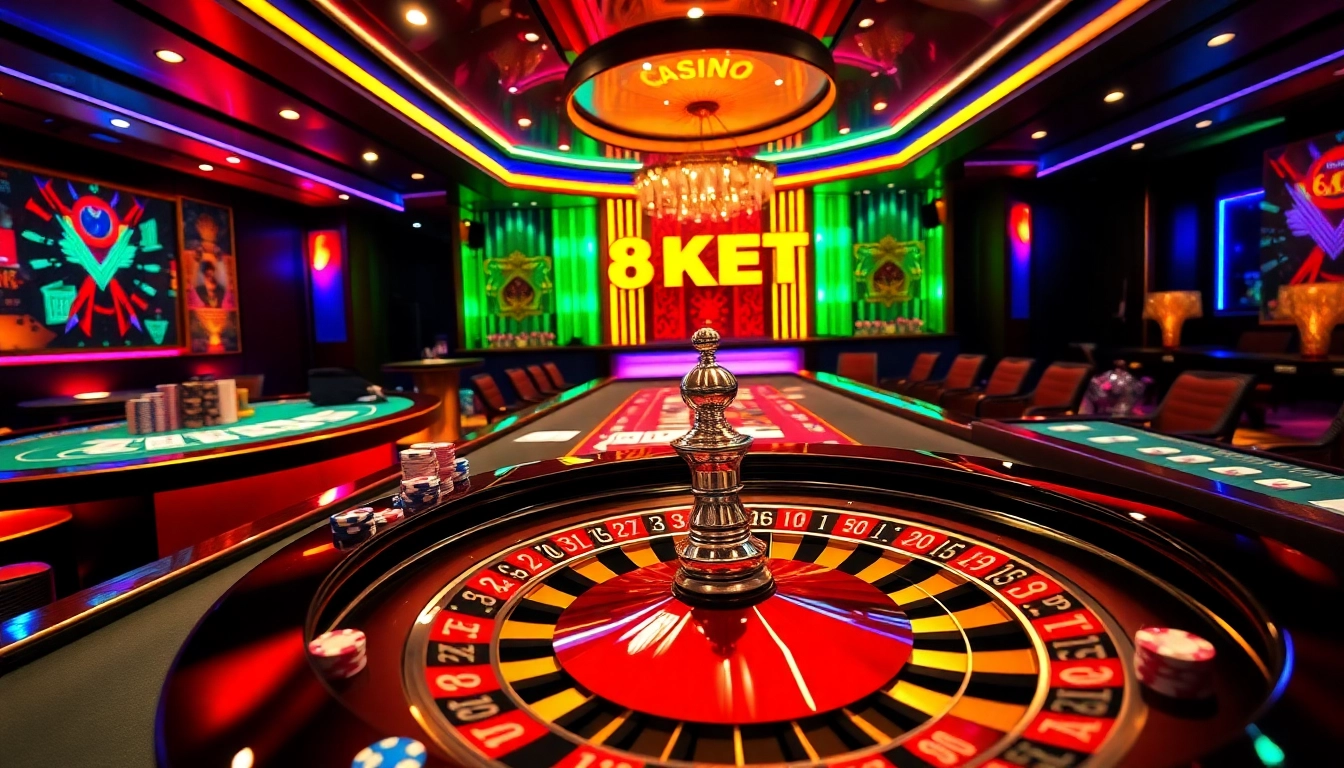 Players enjoying the thrilling Baccarat game at Casino 8KBET's luxurious live dealer tables.
