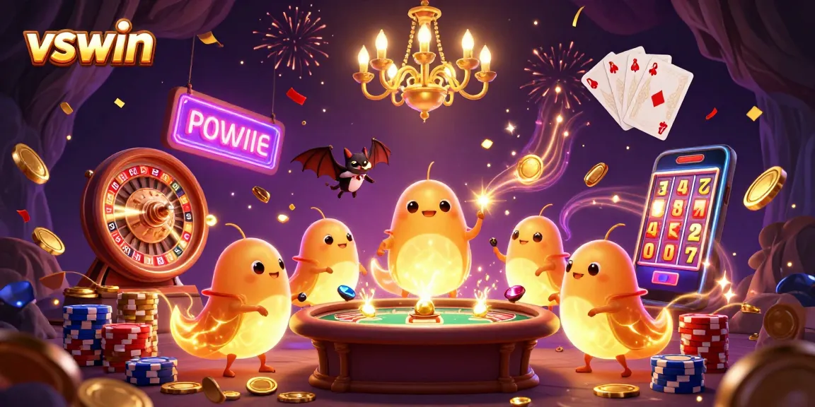 Experience thrilling gameplay at vswin with vibrant glowworms illuminating a cave casino environment.