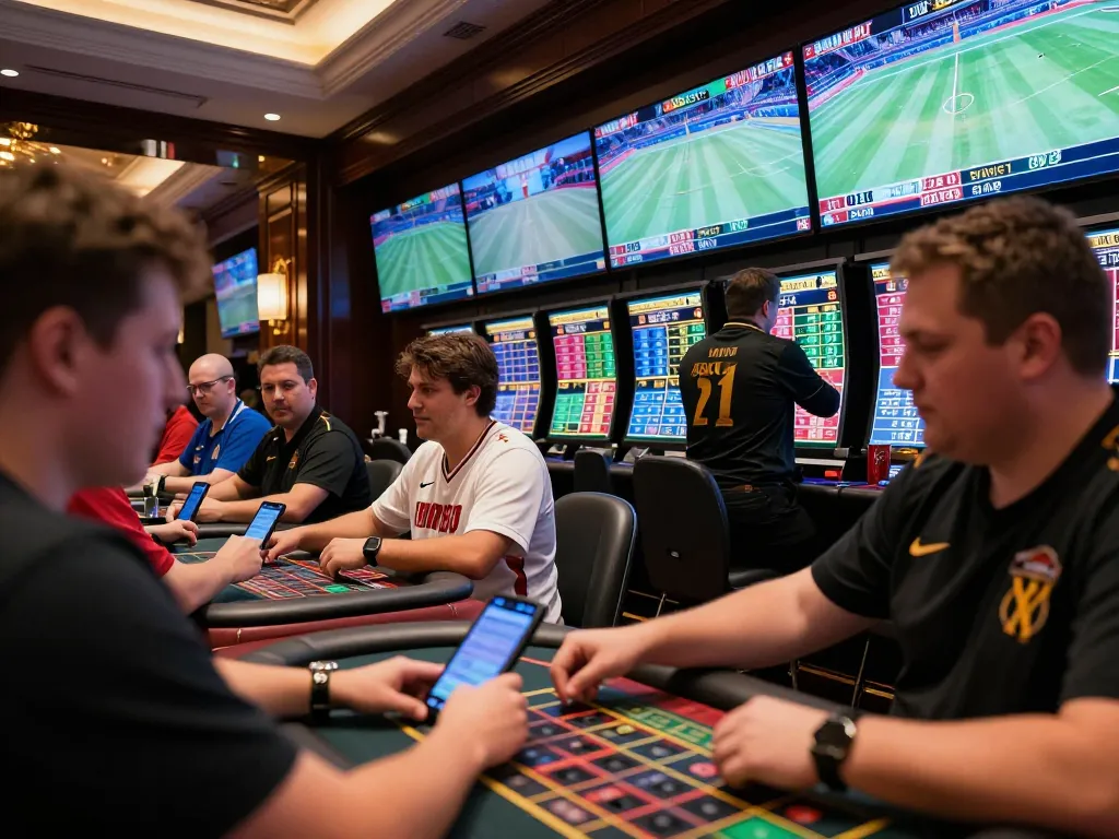 U888 players passionately engaging in live sports betting with dynamic screens