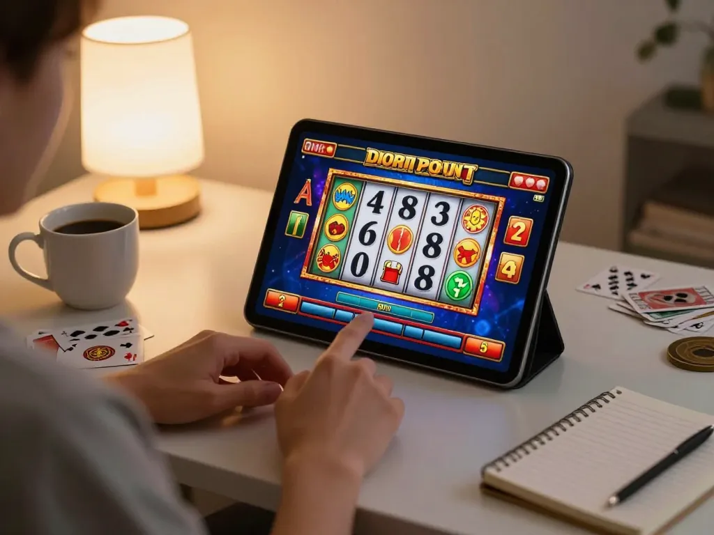 Players enjoying Go99 slot machines in a cozy home setup while managing their bankroll