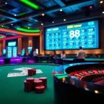 Experience the thrill of winning at 888now with vibrant casino gaming tables and roulette.