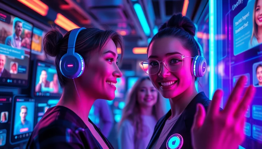 Engaging AI chat interaction showcasing exciting sex AI technology in a futuristic setting.