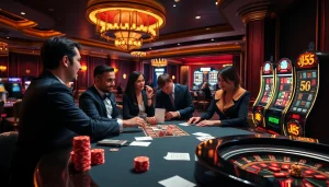 Players enjoying a lively casino atmosphere with jl55 games and poker strategies.