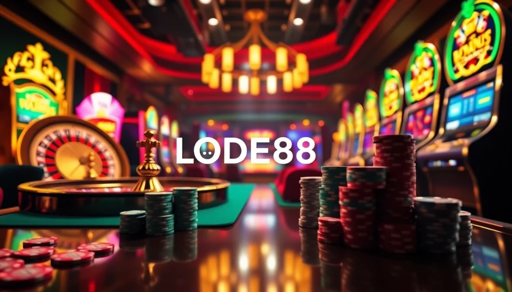 Engaging online gambling interface at LODE88 with vibrant casino elements.