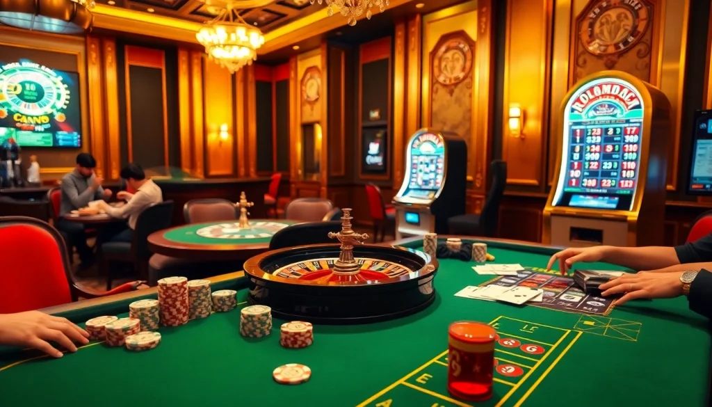 S8 game players enjoying a sophisticated casino experience with poker chips and a roulette wheel.