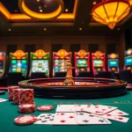 Exciting casino action featuring the tg88 group at a luxury table game with vibrant poker chips and cards.