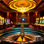 Engage at the dazzling casino tables at https://lu88y.com/, with players placing hands on vibrant roulette and slot machines.