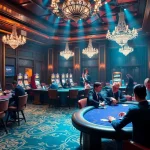 Engaging scene of professional dealers at a luxurious casino table, showcasing nhà cái uy tín gaming experiences.