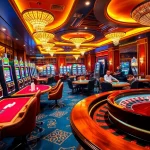 A thrilling gaming experience at 789club featuring lively poker tables and vibrant slot machines.