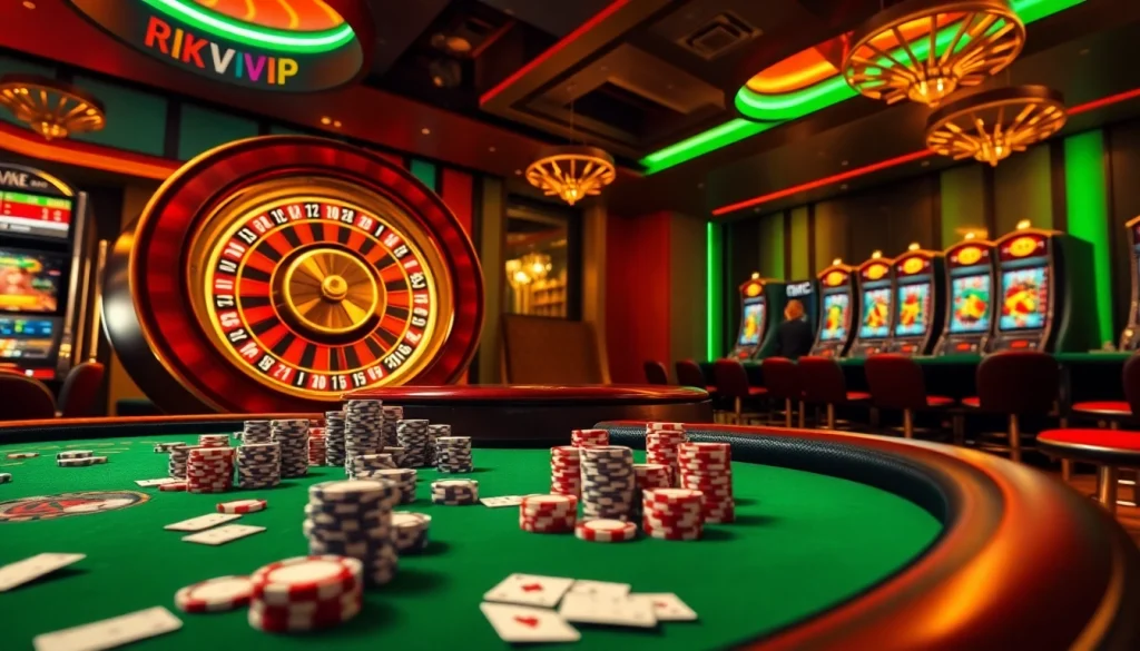Engage in high-stakes games at rikvip with luxurious casino elements and an exciting atmosphere.