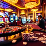 Excited gamblers celebrating wins at a luxury casino table with the essence of https://tr88.work/.