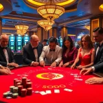 Experience high-stakes gambling excitement at the SODO poker table, with vibrant colors and luxurious ambiance.