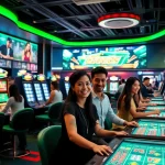 Engaging online gambling scene at vn88.com with diverse players in a luxurious casino atmosphere.