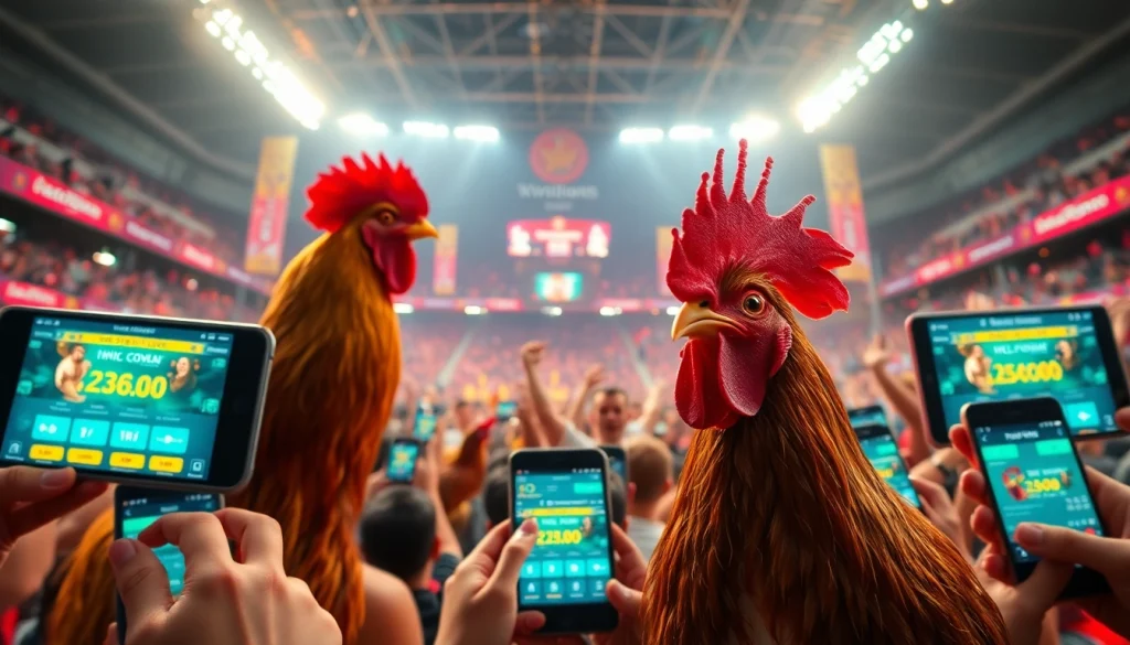 Experience the excitement of live betting at sv368win.live with vibrant visuals of a chicken fighting match.