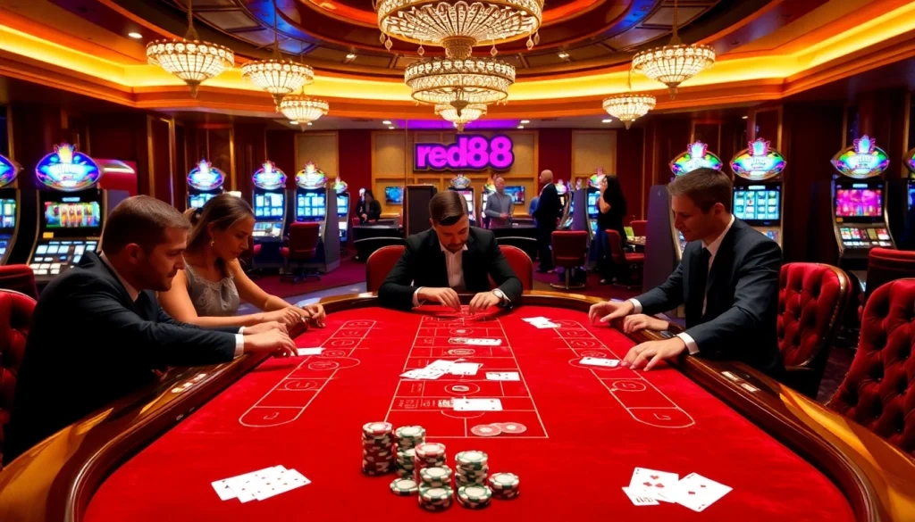 Experience the thrill of baccarat at red88 casino with professional players and glamorous surroundings.