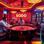 Players at SODO Casino enjoying a thrilling game at a roulette table.