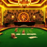 Experience winning strategies at the LC88 casino with vibrant gaming tables and roulette wheels.
