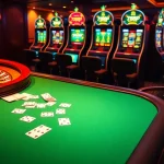 Exciting gambling scene showcasing '789p' with a luxurious poker table and dazzling slot machines.