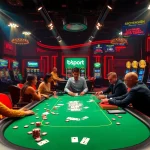 Engaging poker scene at a luxury casino, showcasing bsport elements and thrilling gameplay.