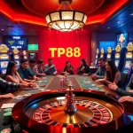 Engaged players enjoy gambling at a luxurious table, highlighting the TP88 gaming platform.